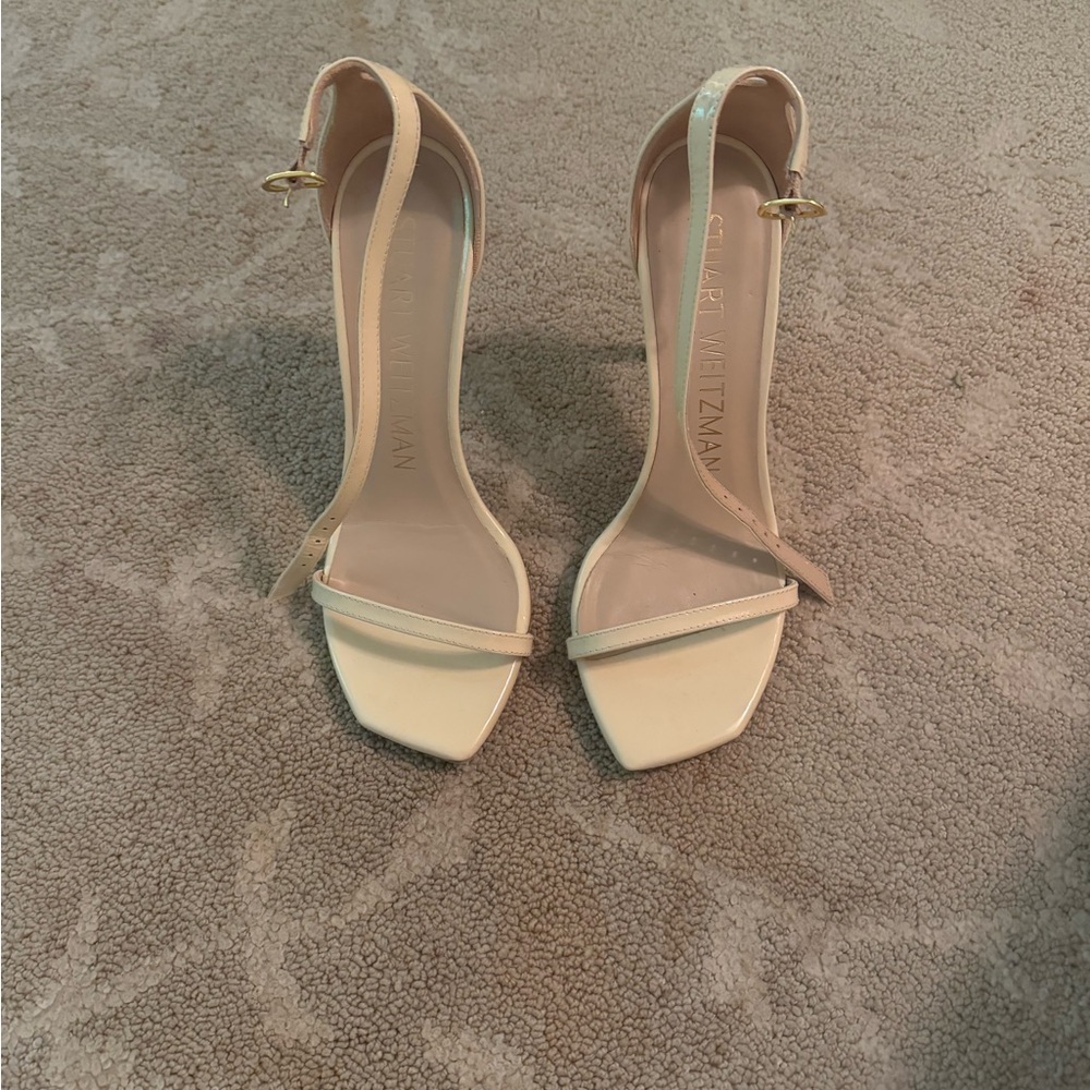 Stuart Weitzman Women's Beige Strap Heels